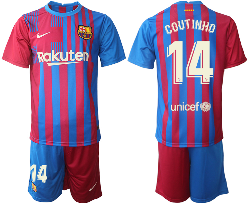 Men 2021-2022 Club Barcelona home red #14 Nike Soccer Jersey